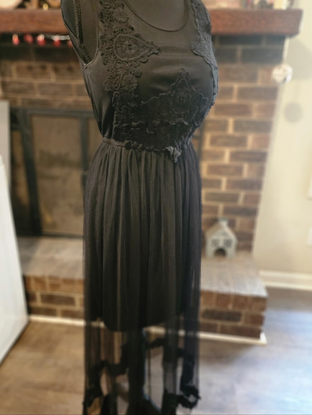 Black Lace Sheer Maxi Dress